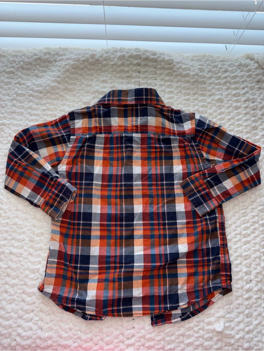 The Children's Place Orange, Navy & White Plaid Button-Down Shirt